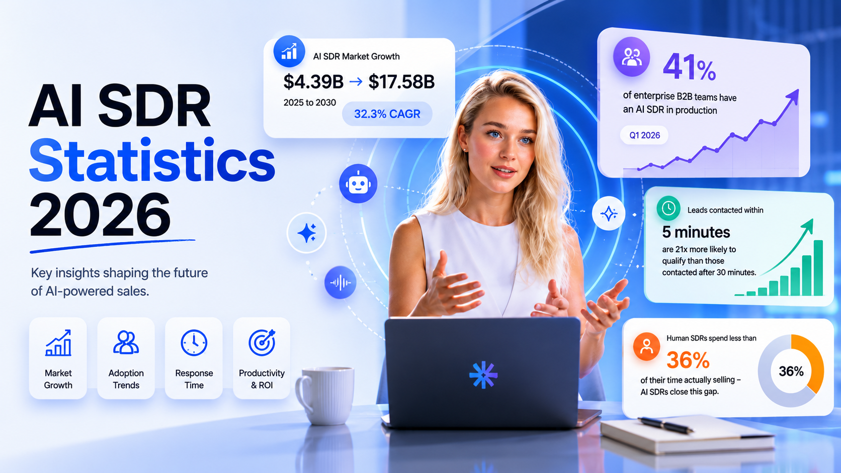 AI SDR Statistics 2026: Adoption, ROI & Benchmarks